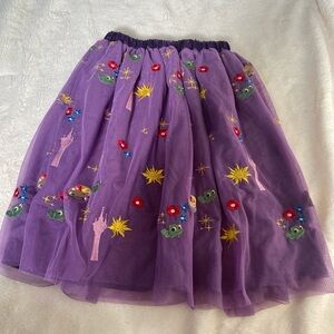 Embroidered Purple Tangled Tulle Midi Skirt